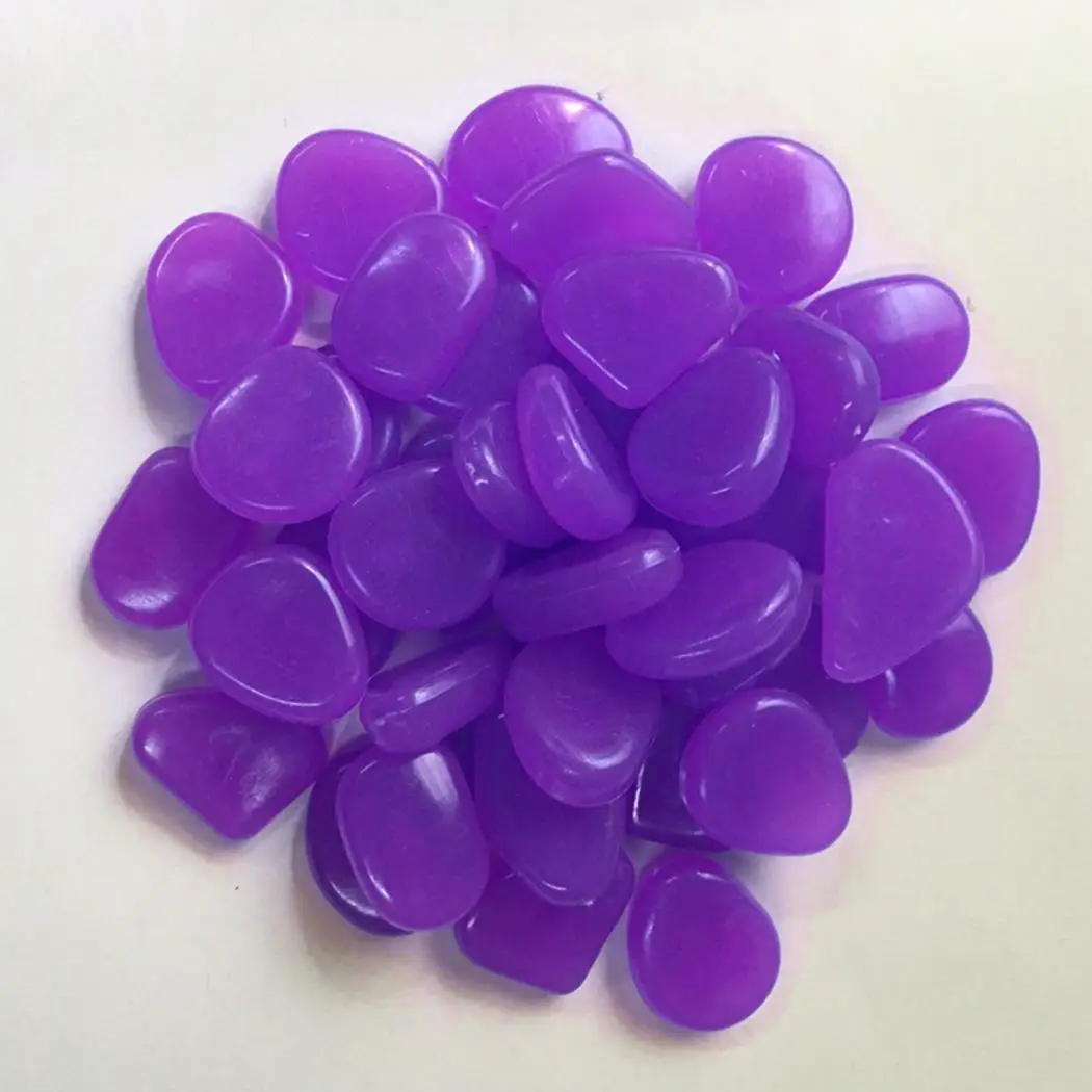 purple 100 шт садовый Аквариум Ландшафтный Булыжный Камень искусственная светящаяся каменная рыбка танки, сады, обустройство дома - Цвет: purple