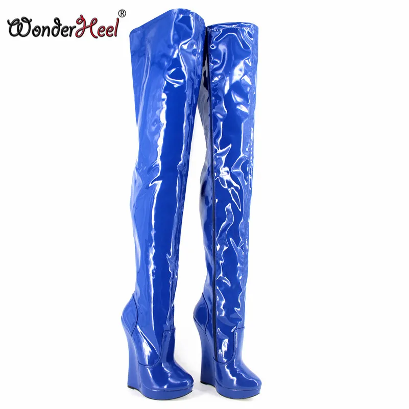 Wonderheel/Новинка Сапоги до бедра на очень высоком каблуке 18 см и танкетке