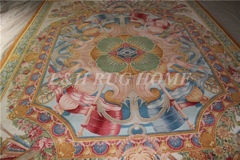 Goedkoop Gratis Verzending 10'x14' 90 Lijn Savonnerie Tapijt, Savonnerie Handgeknoopt Wollen Tapijt