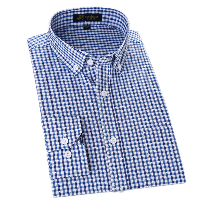 Для мужчин Оксфорд Повседневное рубашки Non-Iron Plaid социальных рубашки с длинным рукавом Для мужчин Рубашка классическая Стиль для Для мужчин