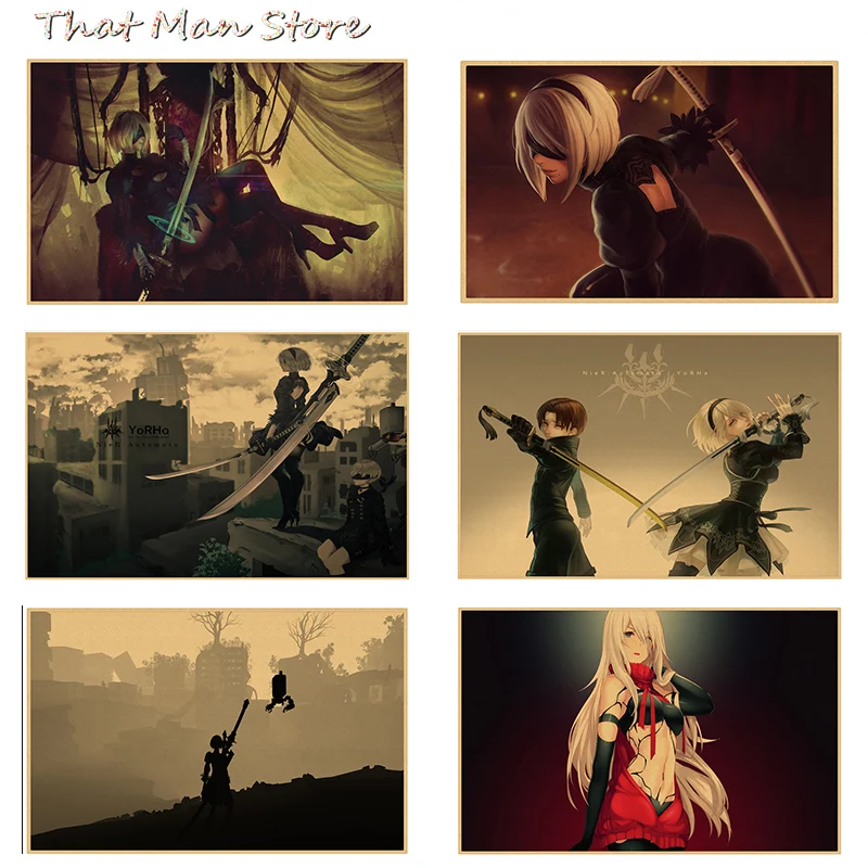 NieRAutomata плакат наклейки на стену украшение дома хорошее качество печать ретро
