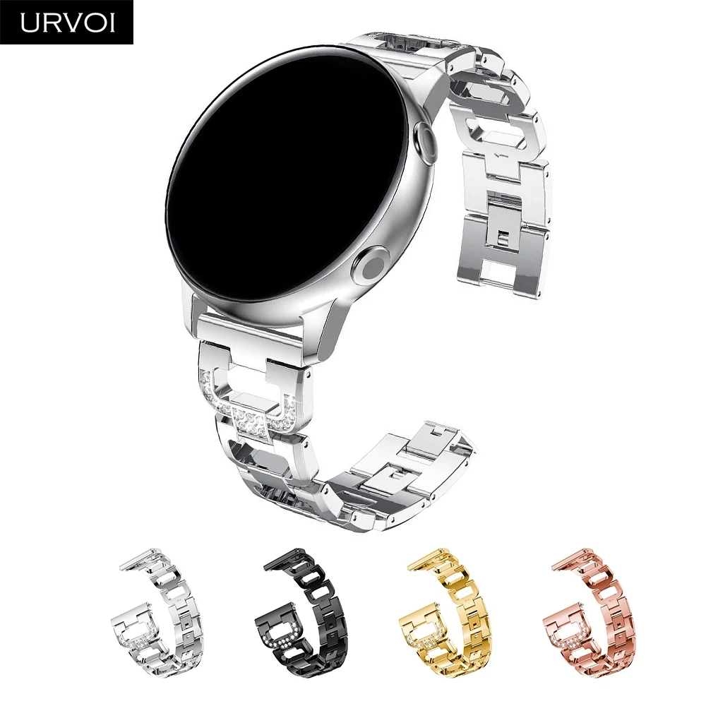 URVOI link браслет для Galaxy Watch Active 42 46 мм D стильный браслет из нержавеющей стали манжета сложить над застежкой Циркон быстроразъемные контакты