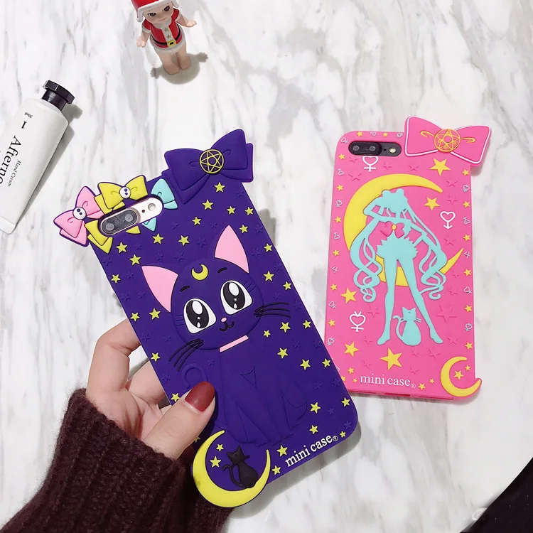 Для iphone XS милый Сейлор Мун прекрасный силиконовый чехол для 8plus 6 6S 6splus 7 7plus 8 X Luna Cat