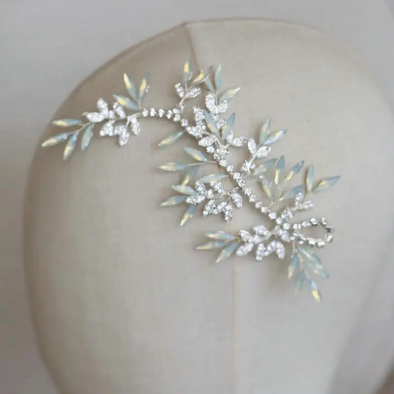 Silver hair comb Свадебный гребень для волос с Кристалл из опала свадебный гребень аксессуары для волос - Окраска металла: Silver hair comb