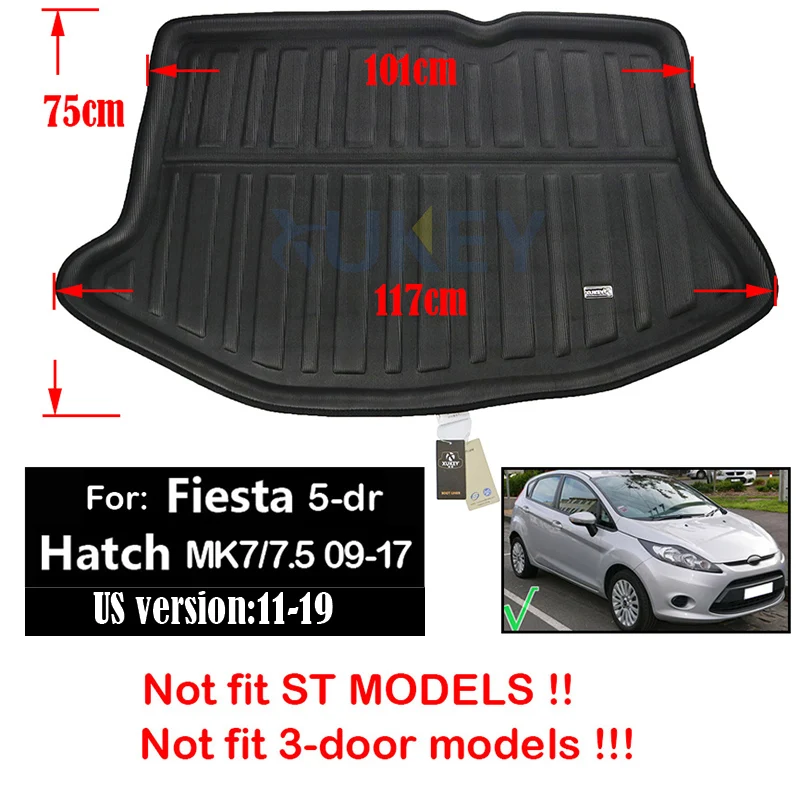 Fiesta MK7 XUKEY грузовой лайнер лоток багажник коврик для Ford Fiesta MK7 Focus MK2 MK3 Mondeo Fusion Ecosport Escape Kuga Explorer Edge Endura - Название цвета: Fiesta MK7