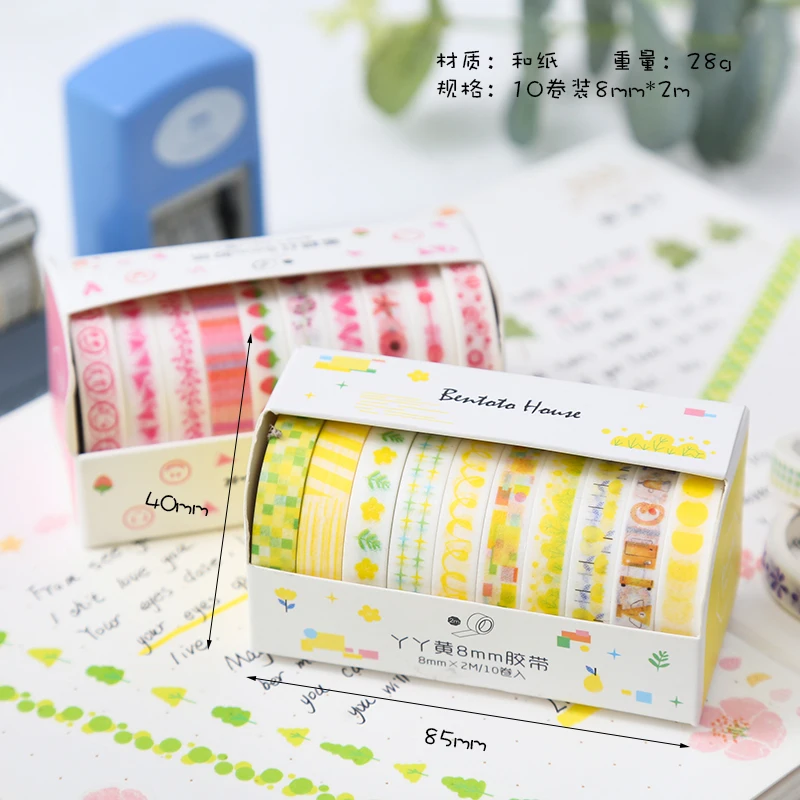 10 рулонов/упаковка декоративные бумажные наклейки | Канцтовары для офиса и дома