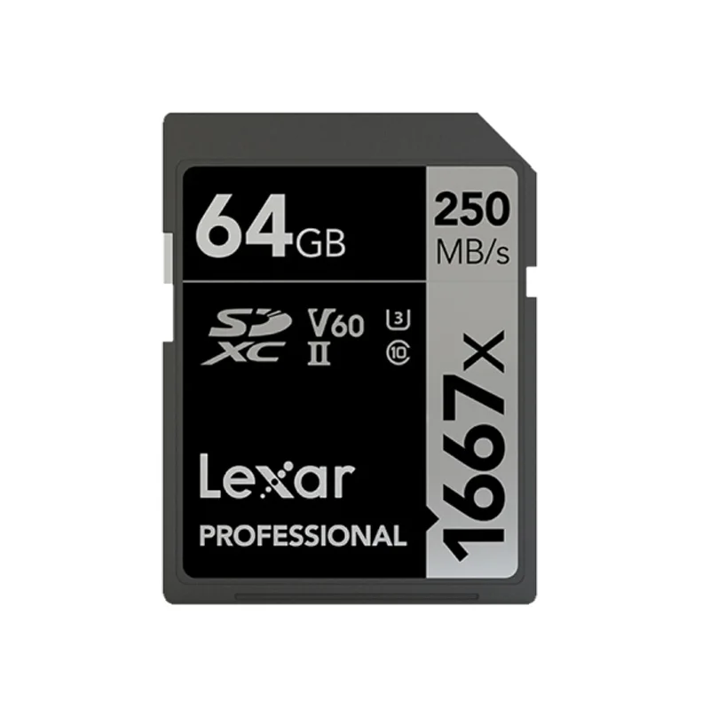 64 ГБ Lexar 256 Гб карта памяти 128 Гб SD карты V60 SDXC UHS-II Card 64 Гб U3 C10 флеш-карта для 3D 4K цифровой Камера читать Max 250 МБ/с - Емкость: 64 ГБ