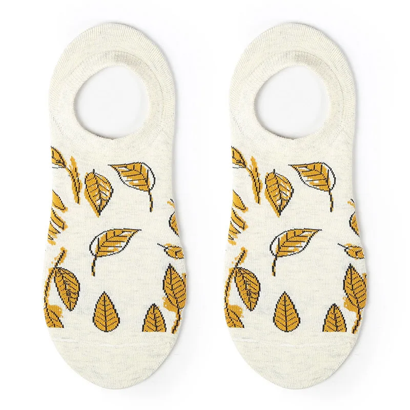 Yellow Leaves Socks [EIOISAPRA корейские забавные Для мужчин носки Творческие нескользящей следы Calcetines Skarpetki Харадзюку носки мужские короткие носки - Цвет: Yellow Leaves Socks