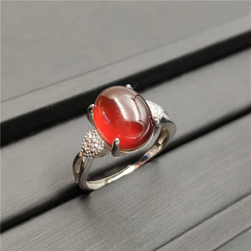 Natural Garnet Ring Women Men Anniversary Love Gift Orange Red 13x10mm Crystal 925 Sterling Silver Adjustable Jewelry AAAAA | Украшения и