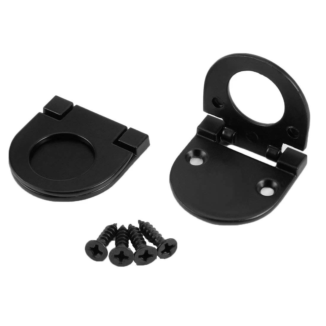 2 шт. Ручка шкафа 1-3/8 дюйма с винтом Вторжение Скрытая дверь Выдвижная мебельная ручка Кольцо из цинкового сплава Черное на.