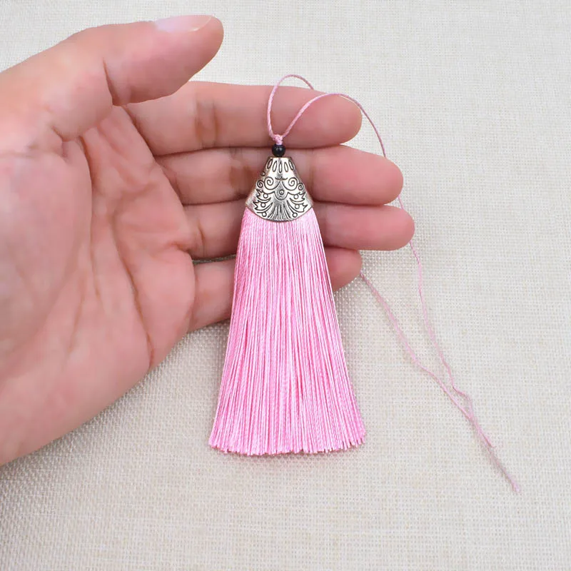 Pink 2 шт., 8 см, шелковые кисточки, бахрома, подвеска, кисточка, отделка, кисточки, занавеска, декор для брелка, серьги, фурнитура, сделай сам, рукоделие, ювелирные изделия - Цвет: Pink