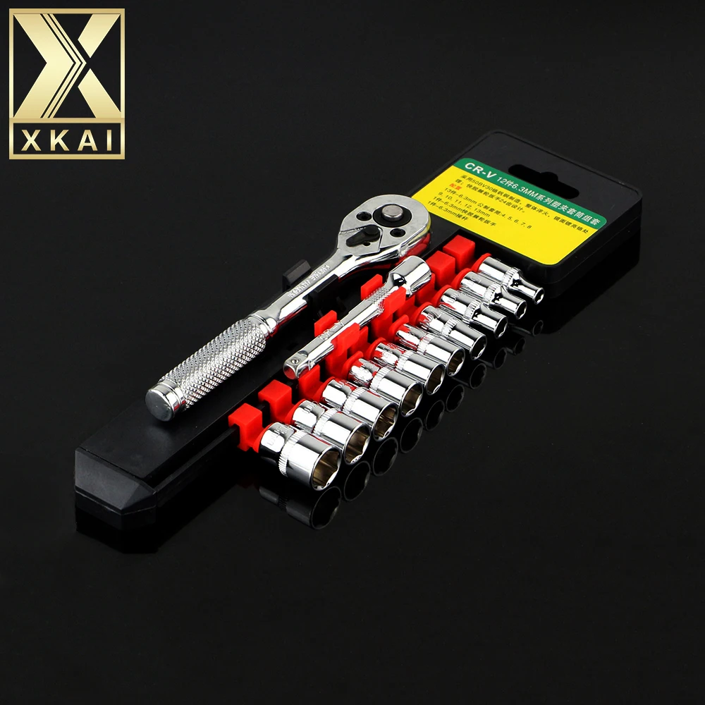 Xkai 12 15 шт. 1/4 &quot4 13 мм разъем Гаечные ключи головкой метрическая Набор торцевых