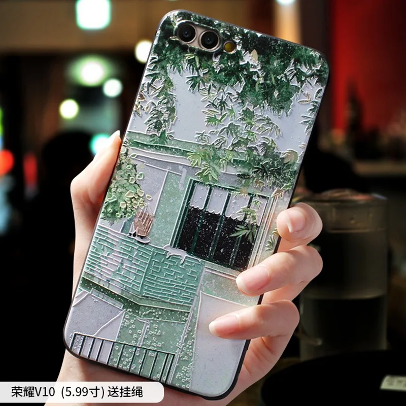 11 HONOR V10 Чехол с тиснением Honor20 Green Street leaf cat для huawei HONOR 20 PRO, V20, 20i, Honor 10, V10, 10 lite, 8x чехол - Цвет: 11 HONOR V10