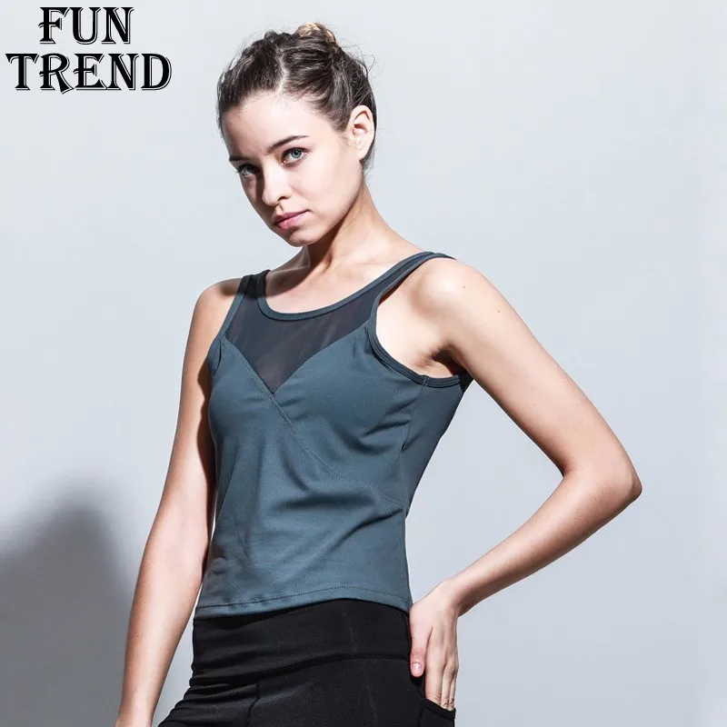 Спортивная майка для фитнеса женщин без рукавов сетчатая рубашка йоги с