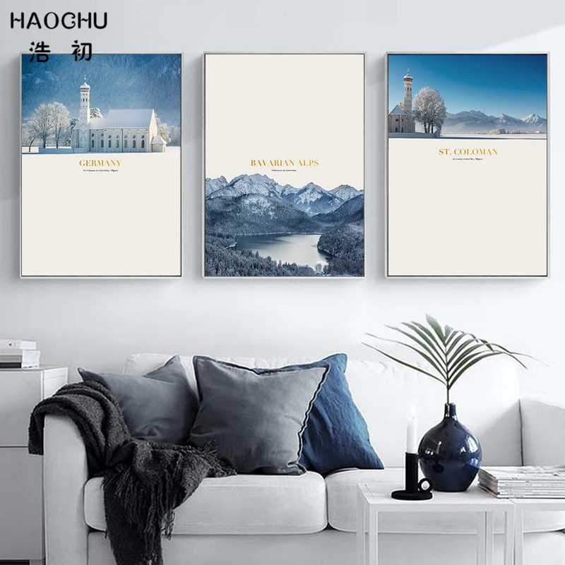 HAOCHU Budapest Hungary река Дунай пейзаж холст картина зима Германии Настенная для дома