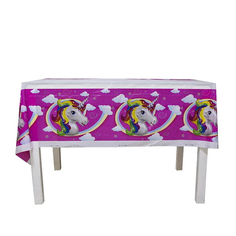 tablecloth 1pcs 20 шт./компл. в виде единорога из мультфильма, Бумага чашки+ пластин Свадебные украшения ко дню рождения Baby Shower фестиваль для детей посуда вечерние поставки - Цвет: tablecloth 1pcs