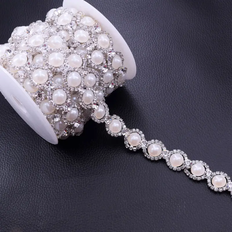 5 ярдов 1 7 см в ширину|rhinestone chain|rhinestone trimpearl rhinestone chain |