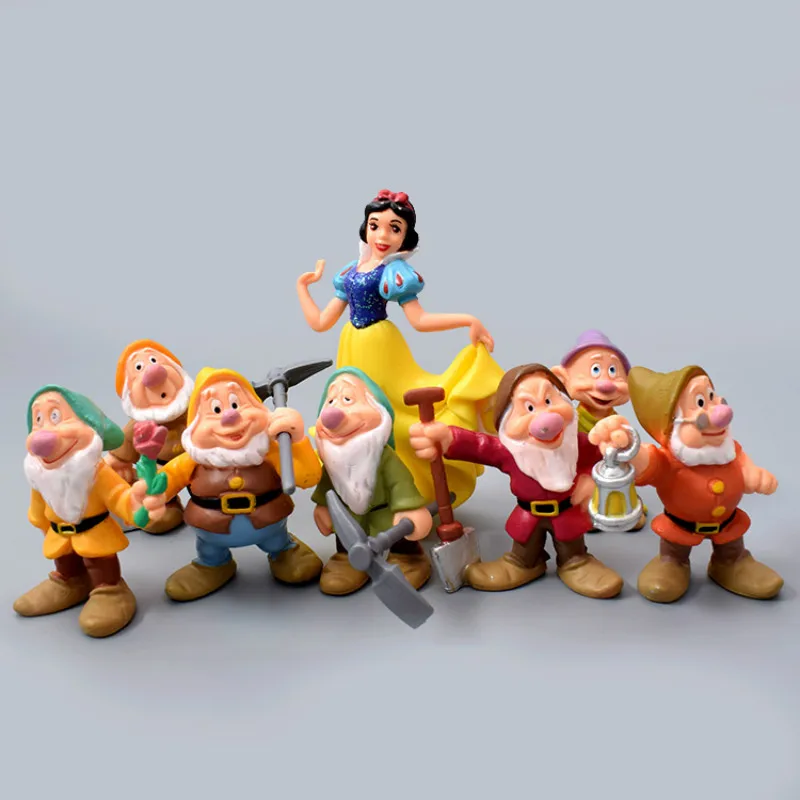 Экшн-фигурки Disney 8 шт./компл. 6-10 см Белоснежка и семь гномов игрушки принцессы ПВХ