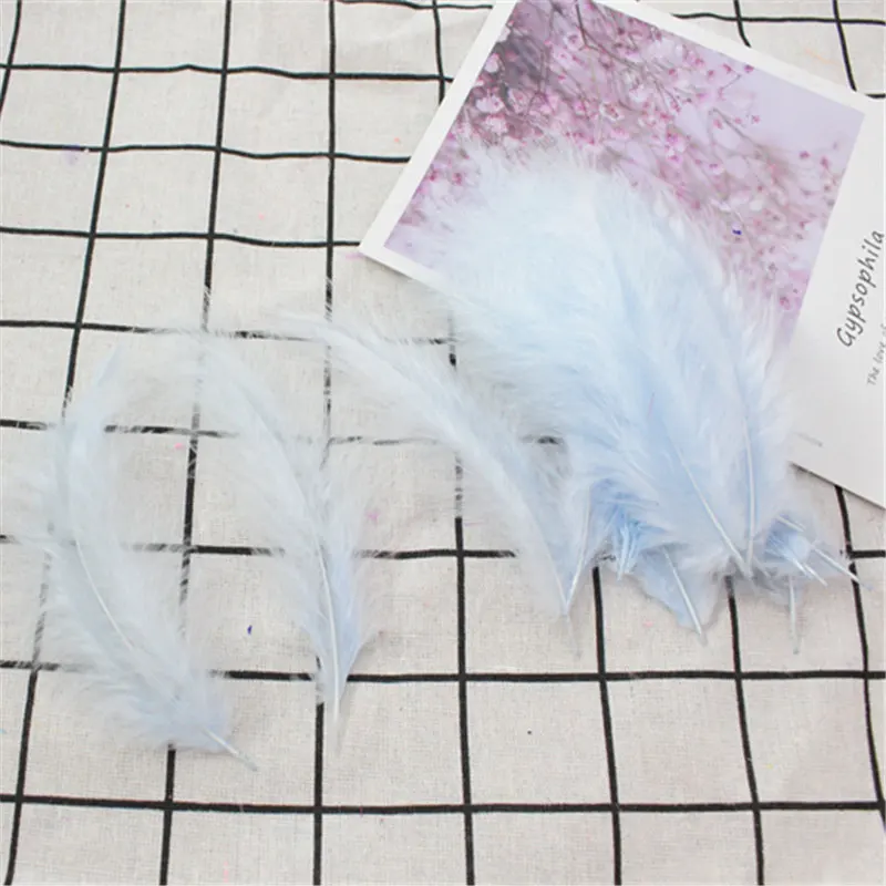 light lblue 50pcs Перья индейки 50 шт 4-6 дюймов 10-15 см куриные Шлейфы перья индейки Марабу для карнавала Хэллоуин Рождество DIY Ремесло Декор - Цвет: light lblue 50pcs