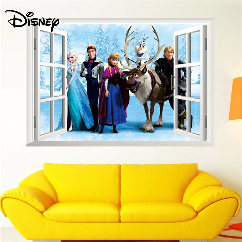 Disney стикер поддельные окна эффект ледяной Снег детская комната украшения экологически чистые съемные наклейки