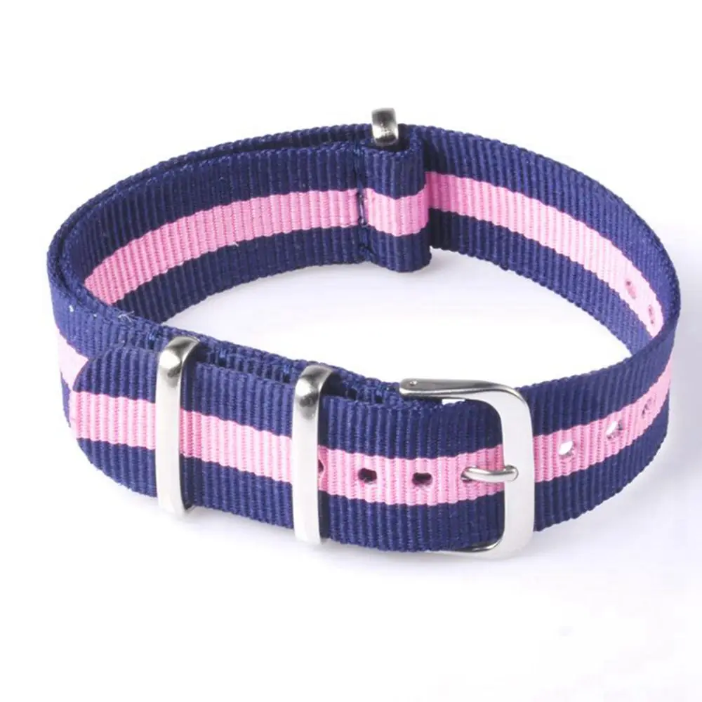 20mm Multicolor Nylon Wristwatch straps Stainless Steel Pin Buckle Unisex Fabric watch band | Наручные часы