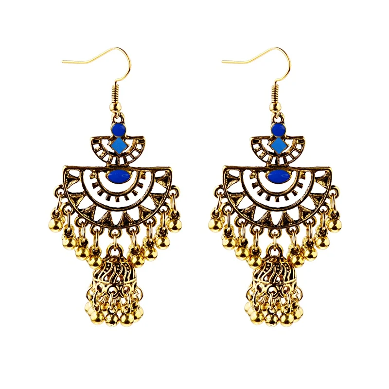 073-3 DOUVEI капли воды турецкие винтажные Jhumka висячие серьги женские серебряные золотые колокольчики кисточкой этнические индийские турецкие ювелирные изделия Bijoux - Окраска металла: 073-3