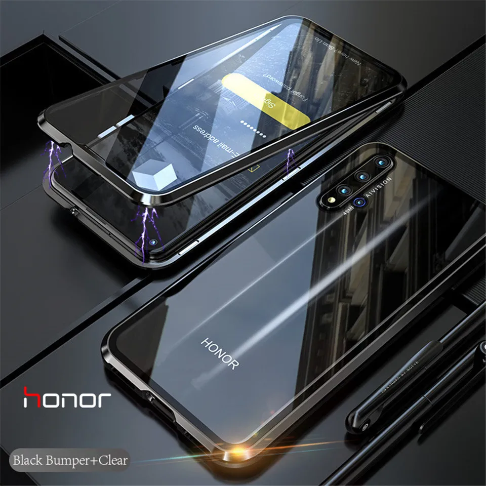 Чехол на Huawei Honor 20 чехол Honor20 Хуавей Хонор 20 про 360 Полный Магнитный чехол Передняя Задняя стеклянная крышка huawei Honor 20 Pro Чехол магнит закаленное стекло крышка