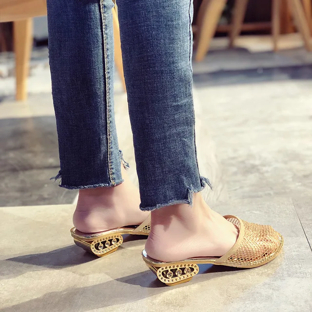 Женские сетчатые шлепанцы в лаконичном стиле повседневные женские на низком