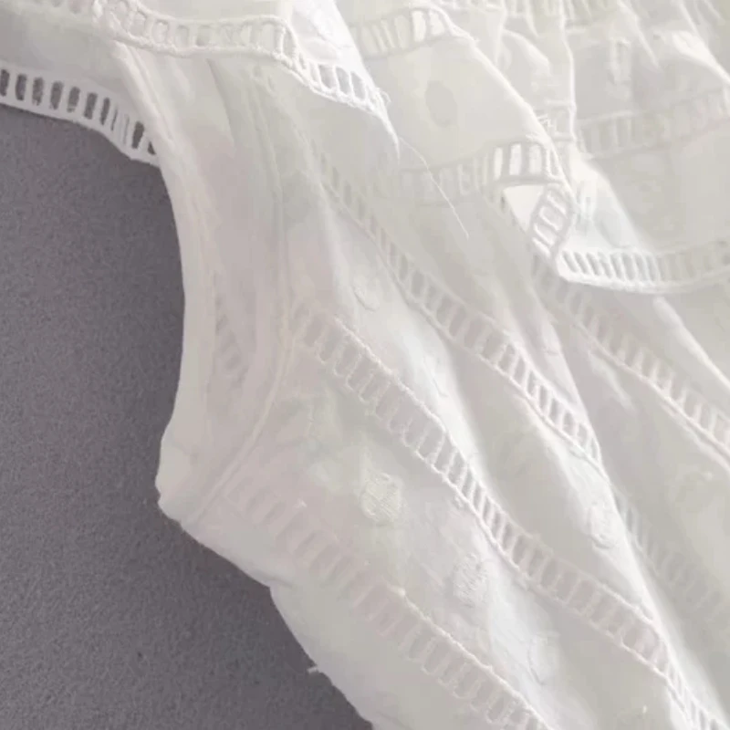 Женская майка с каскадными оборками и вышивкой Повседневная белая блузка Летний