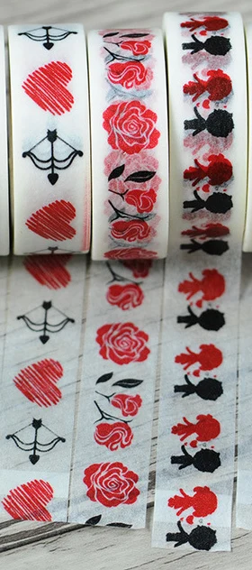 Бесплатная доставка День Святого Валентина Васи бумага маскирующая лента/Роза