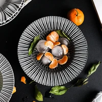 ceramic plate dinner dishes assiette deep plate food tray vajilla tableware creative black and white straw hat plates plato 1pcs