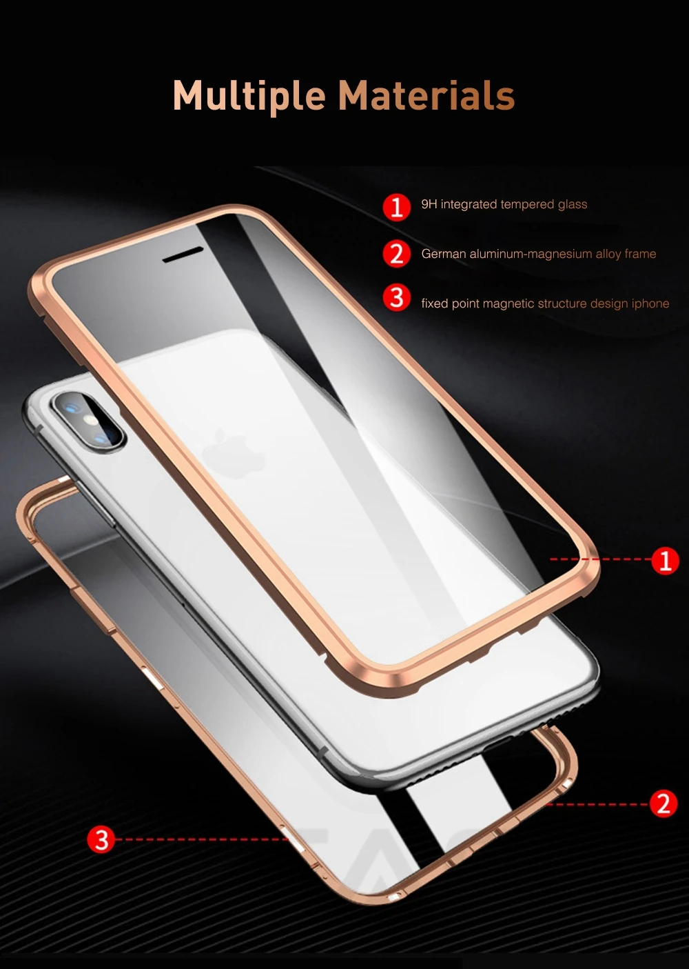 OTAO двусторонний стеклянный Магнитный чехол для iphone 7 8 Plus XS Max Xr X Металлический Магнитный чехол на 360 градусов для iphone 6 Coque