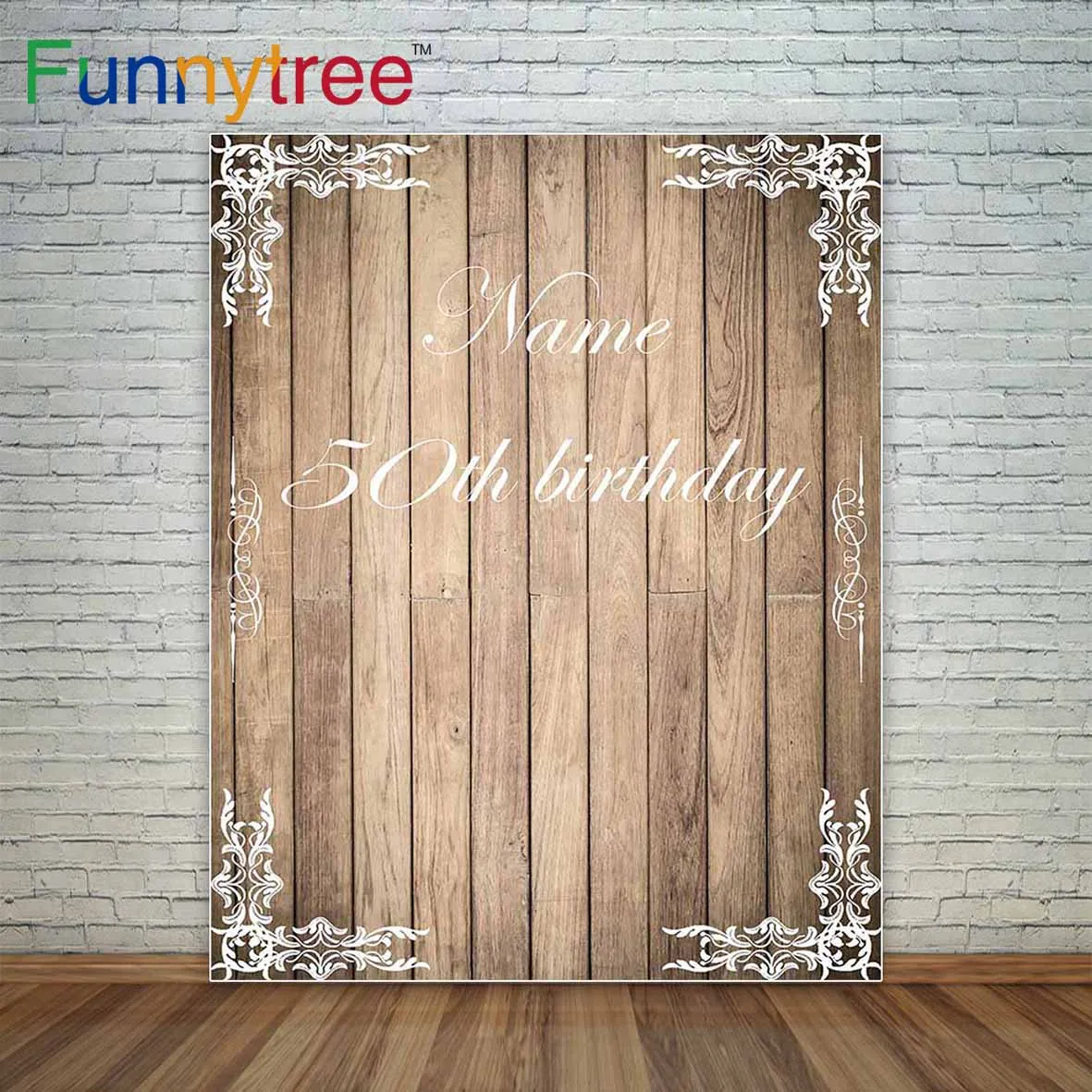 

Фон для фотосъемки Funnytree с изображением деревянного имени на день рождения