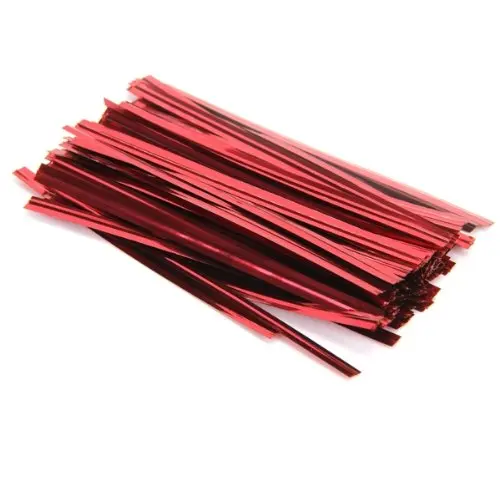 YDSC Practical 100 Pcs Red Metallic Twist Ties for Cello Candy Bags Party 8cm | Дом и сад