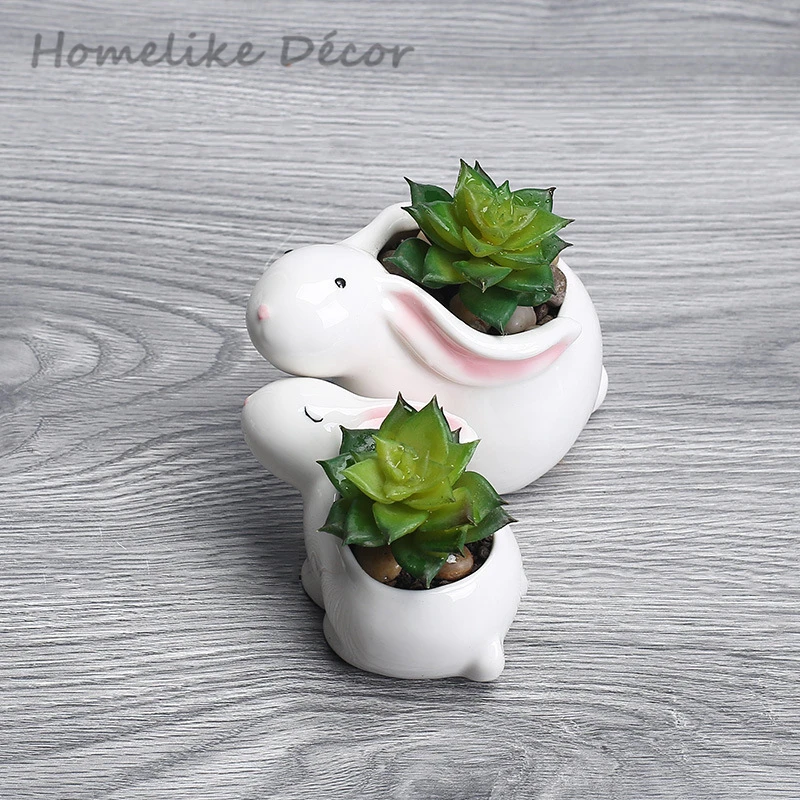 Набор из 2 предметов керамический цветочный горшок в форме кролика мини кролик