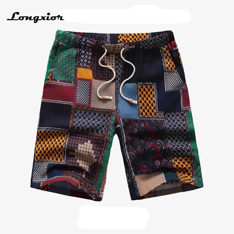 Летние хлопчатобумажные шорты Для мужчин дышащие модели с цветочным принтом