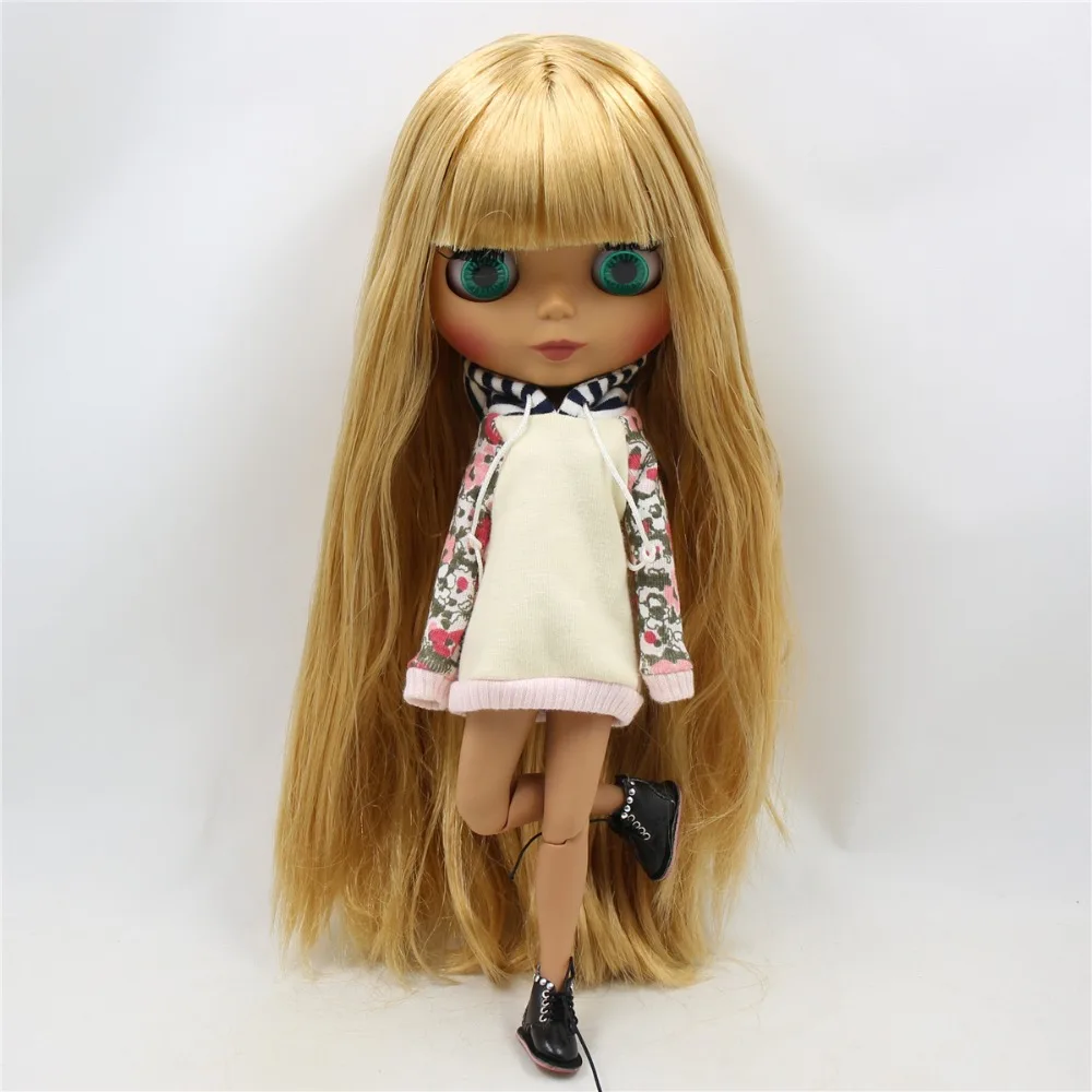 Ледяной DBS Blyth кукла 1/6 bjd совместное тело темная кожа матовое лицо жирные золотые