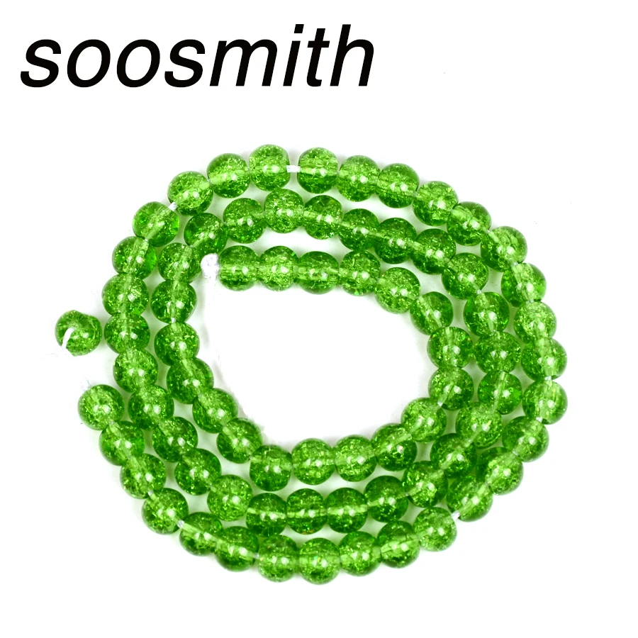Soosmith круглый зеленый Попкорн с украшением в виде кристаллов Стекло бусина