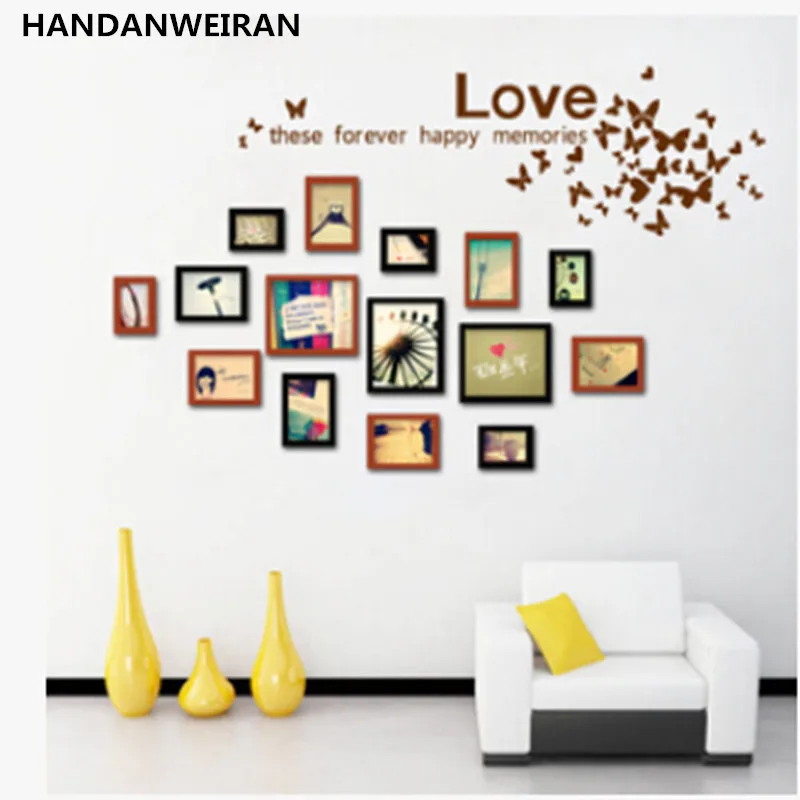 

2021 New Romantic LOVE Butterfly Wall Stickers Home Decor For Kid's Bedroom House Decoration Living Room Decorating 27*57cm