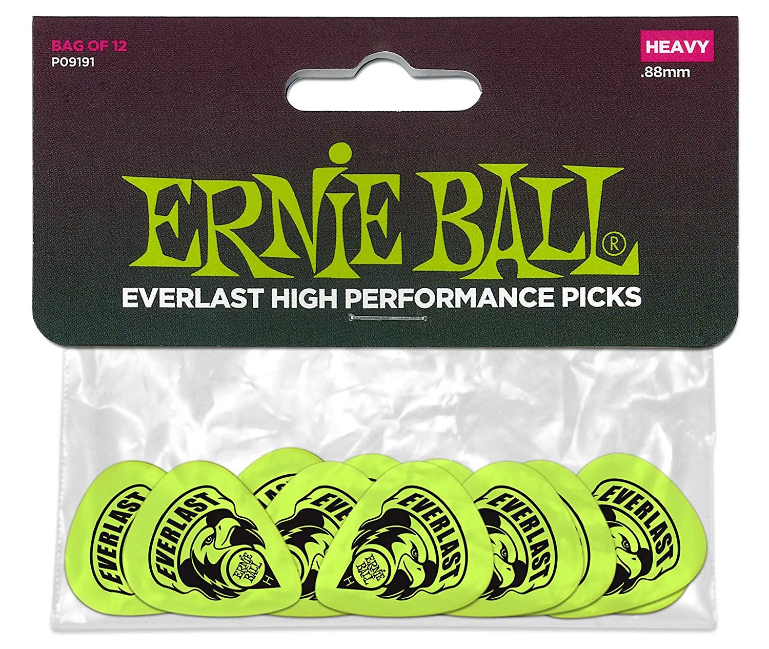 Ernie Ball Everlast яркие флуоресцентные медиаторы Delrin 12 упаковок (тяжелые) тяжелые|ernie