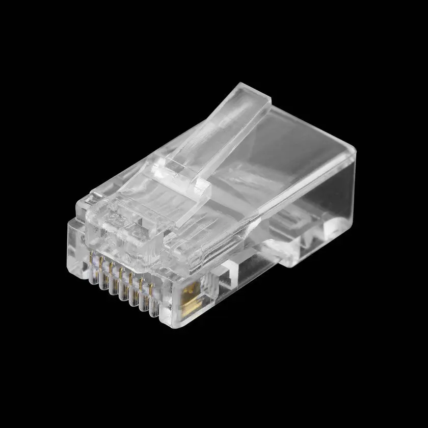 Фирменная новинка 100 шт. кристалл голову RJ45 CAT5 CAT5E модульный разъем позолоченный