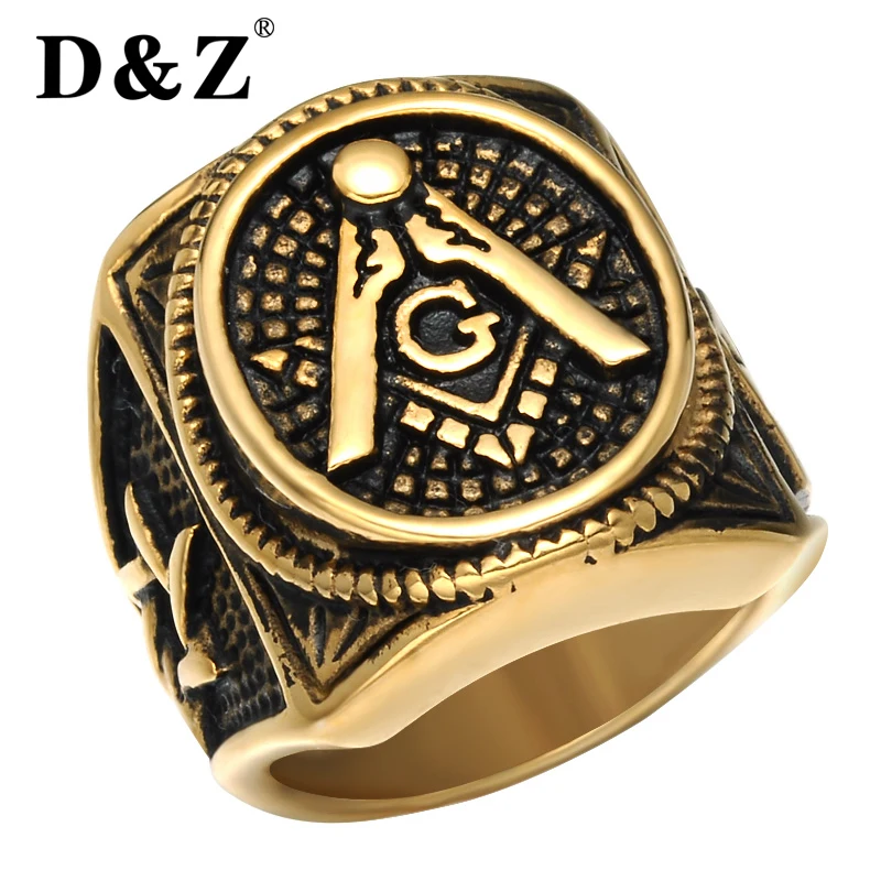 D & Z винтажные масонские кольца для мужчин золото серебро нержавеющая сталь