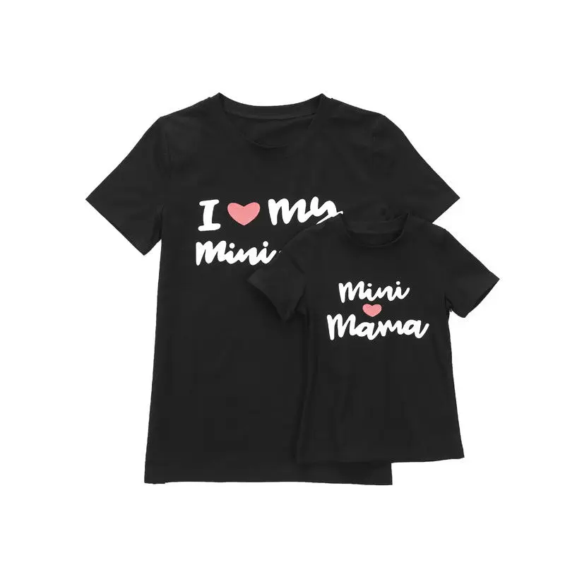 2018 Mini Mama T-shirt Toddler Baby Kids Matching Shirt Family Clothes Black Summer Casual Tops Blouse | Мать и ребенок