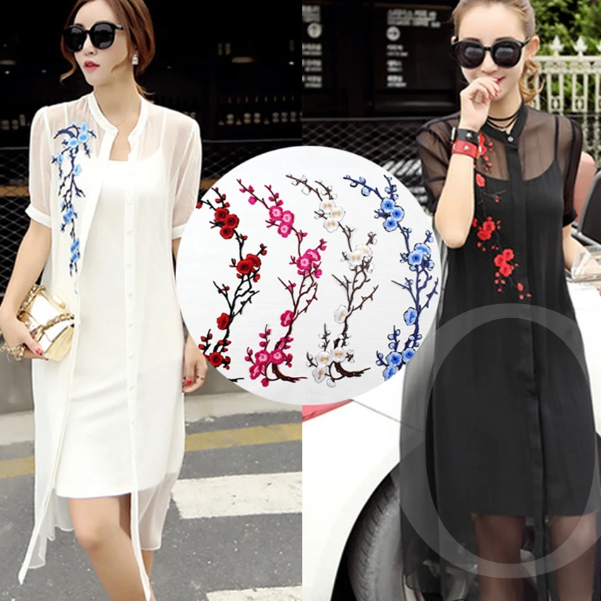 Патчи с цветами сливы 2 шт. для одежды свадебного украшения утюга платья или шитья