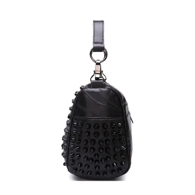 CAJIFUCO Spiked Handbag Genuine Leather Women Shoulder Bag Lambskin Studded Pillow Metal Rivet Crossbody Bolsos Mujer | Багаж и сумки