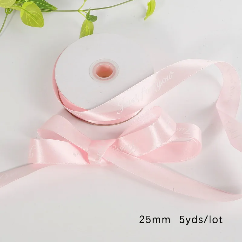 Pink 5 ярдов DIY ручной работы напечатанный шнур лента веревка для упаковки подарочной коробки только для вас дизайн пояса свадебные украшения для рождественской вечеринки - Цвет: Pink