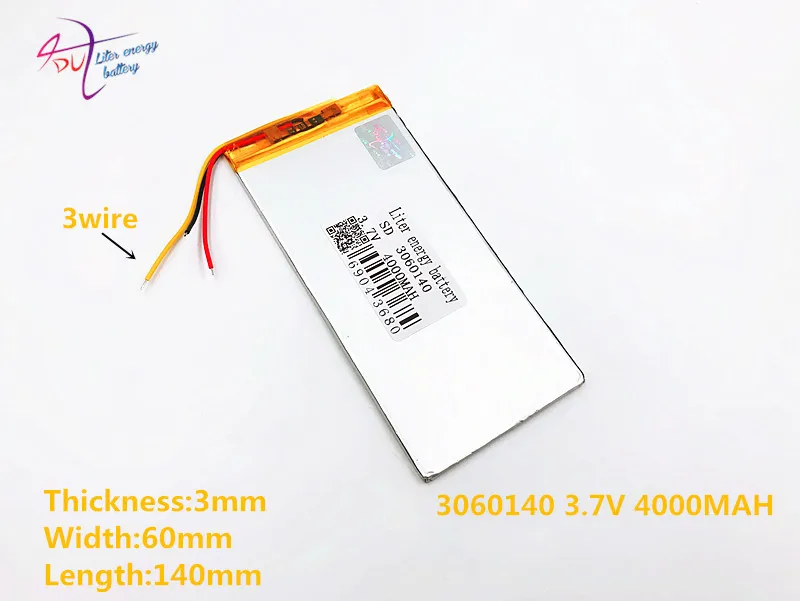 3 line 3.7V 4000mAH 3060140 PLIB polymer lithium ion / Li-ion battery for tablet pc power bank cell phone speaker | Электроника