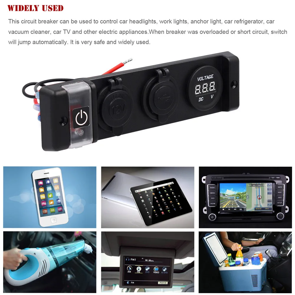 Willtoo Triple Function 3.1A Dual USB Charger Red LED Volt 12V Outlet Socket Panel Car Adapter Voltage Display Quick | Автомобили и