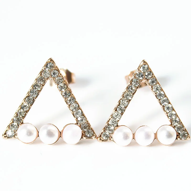 Женские Треугольные Серьги-гвоздики модные серьги с кристаллами злые глаза и
