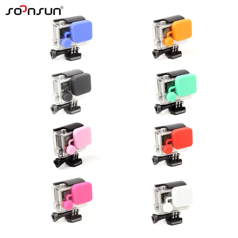 SOONSUN Soft Silicone Rubber Lens Cap Protective Case for GoPro Hero 3+ 4 Standard Waterproof Housing lens Guard | Электроника